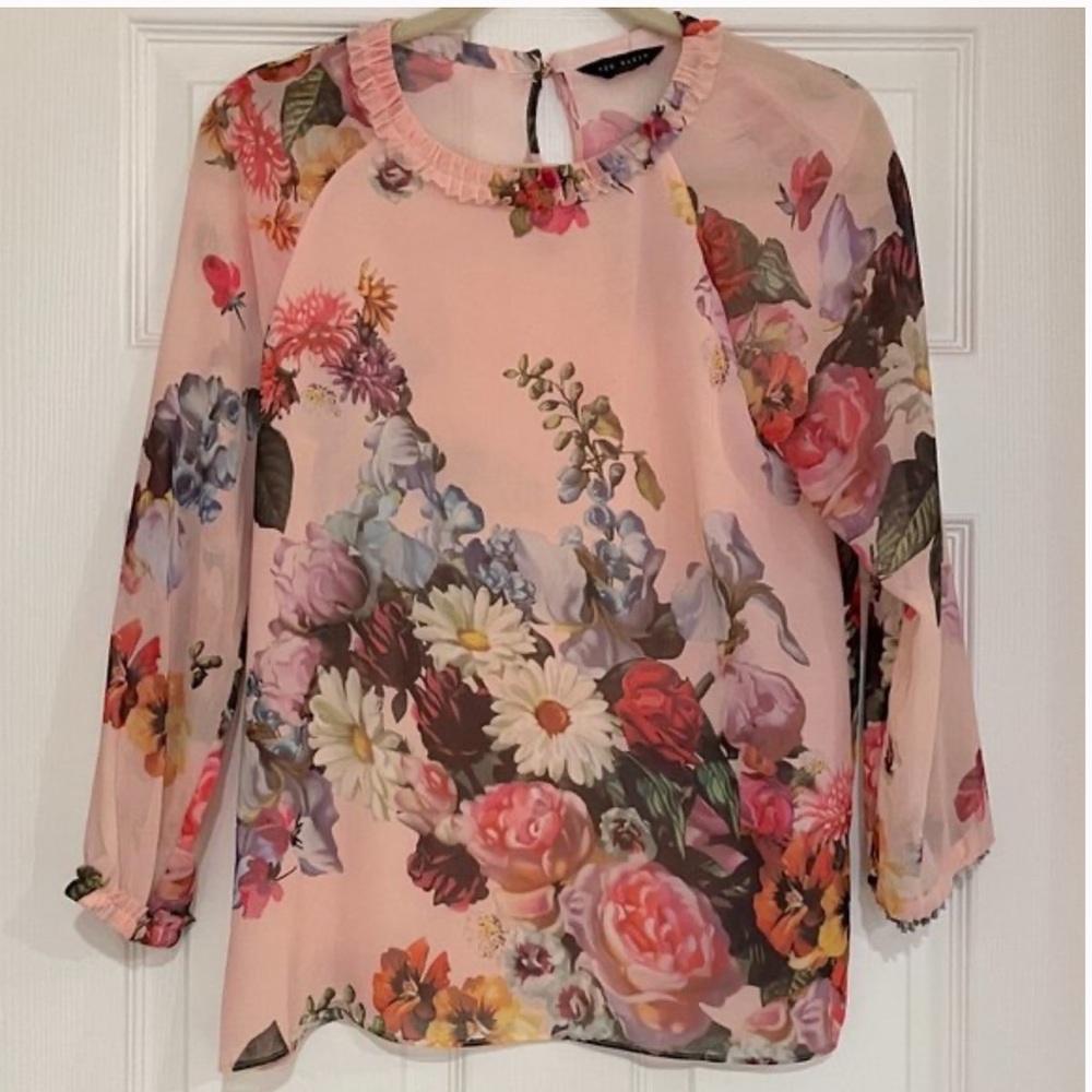 Ted Baker ‘Anina’ Sheer Floral Top - Picture 3 of 8